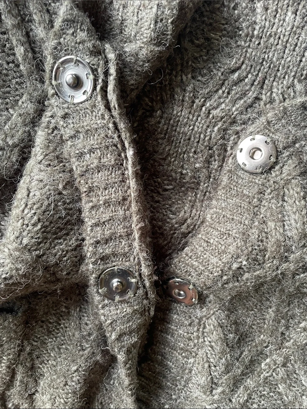 Sanctuary Dark Chunky Oversized Alpaca Wool Cable Knit OpenFront cardigan